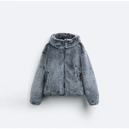 Manteau moelleux gris viral unisexe