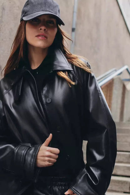 Manteau En Cuir Femme