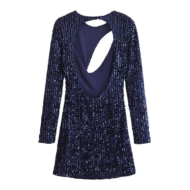 Robe Bleue À Paillettes Femme