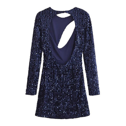 Blue Glitter Dress Women