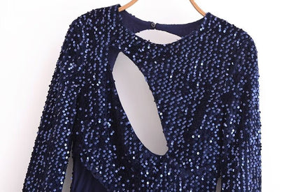 Robe Bleue À Paillettes Femme