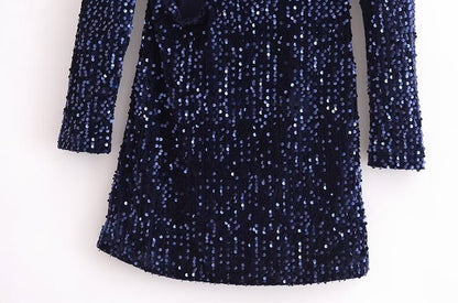 Blue Glitter Dress Women