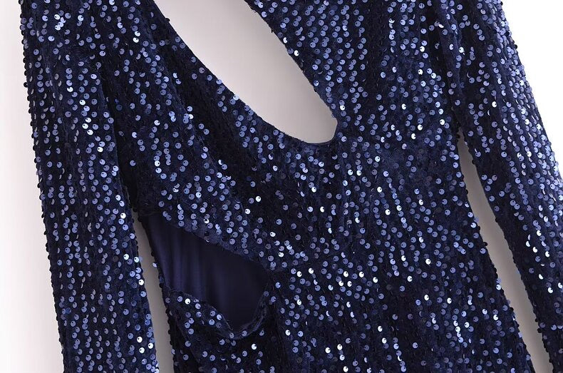 Robe Bleue À Paillettes Femme