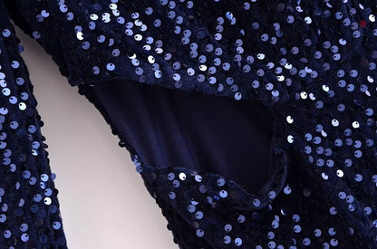 Robe Bleue À Paillettes Femme