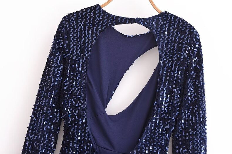 Robe Bleue À Paillettes Femme