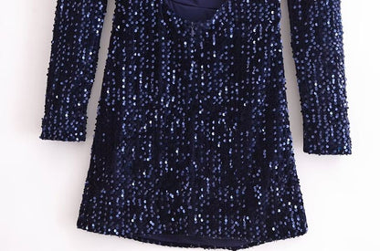 Blue Glitter Dress Women