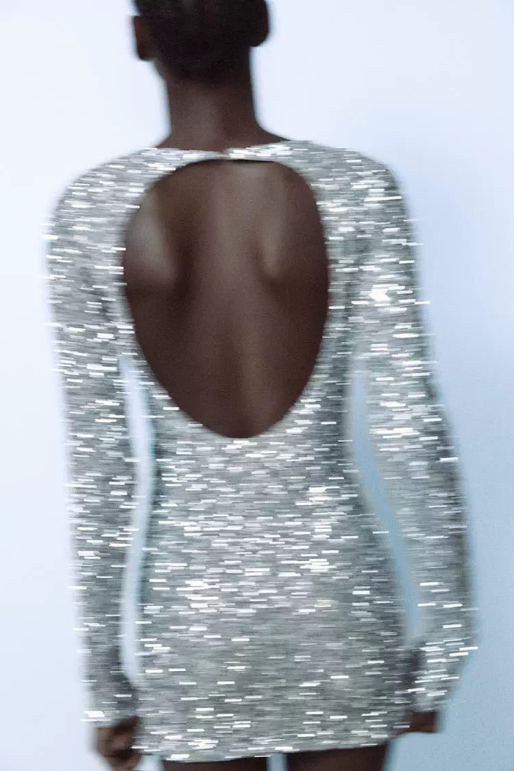 Robe Grise À Paillettes Femme