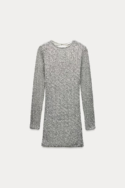 Gray Glitter Dress Women