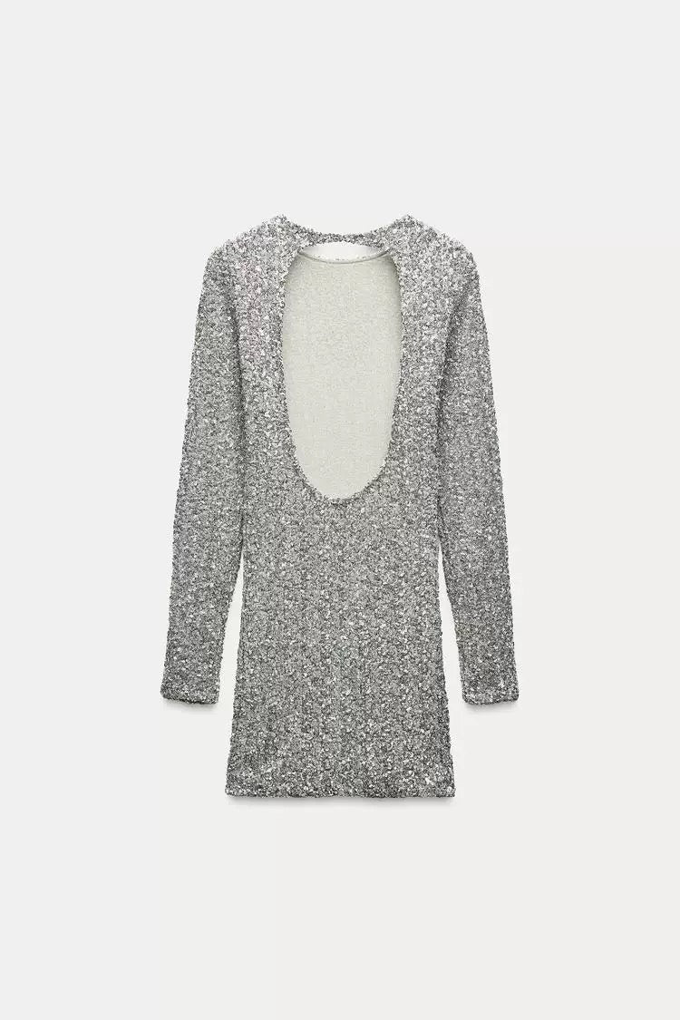 Gray Glitter Dress Women