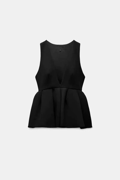 Robe courte noire sans manches